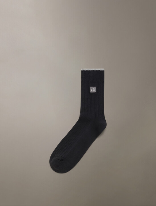 Tipped Rib Knit Mid Crew Sock