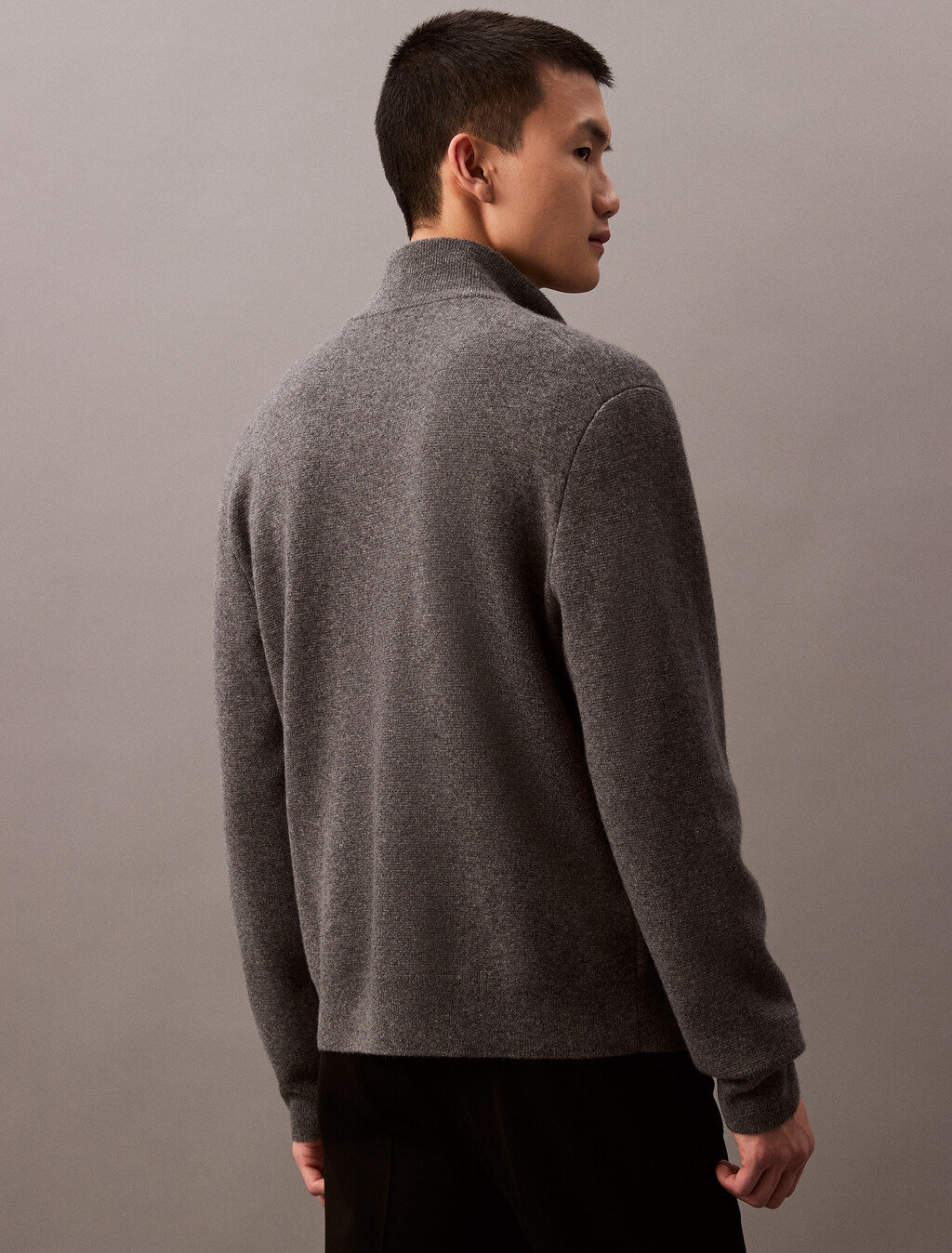Cashmere Full Zip Sweater, Dark Cliff Htr, hi-res