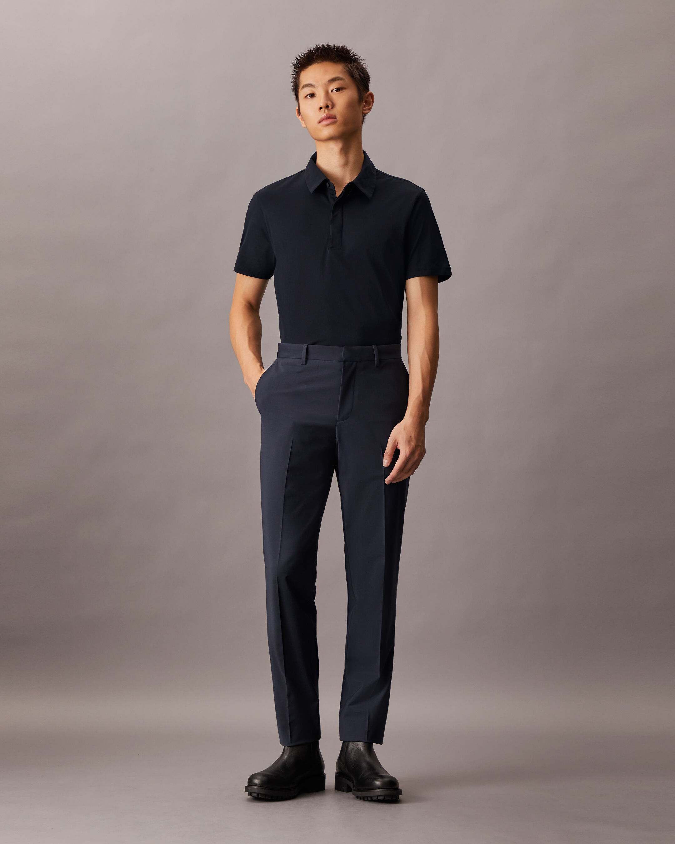 Double Mercerized Cotton Short Sleeve Polo black Calvin Klein Malaysia