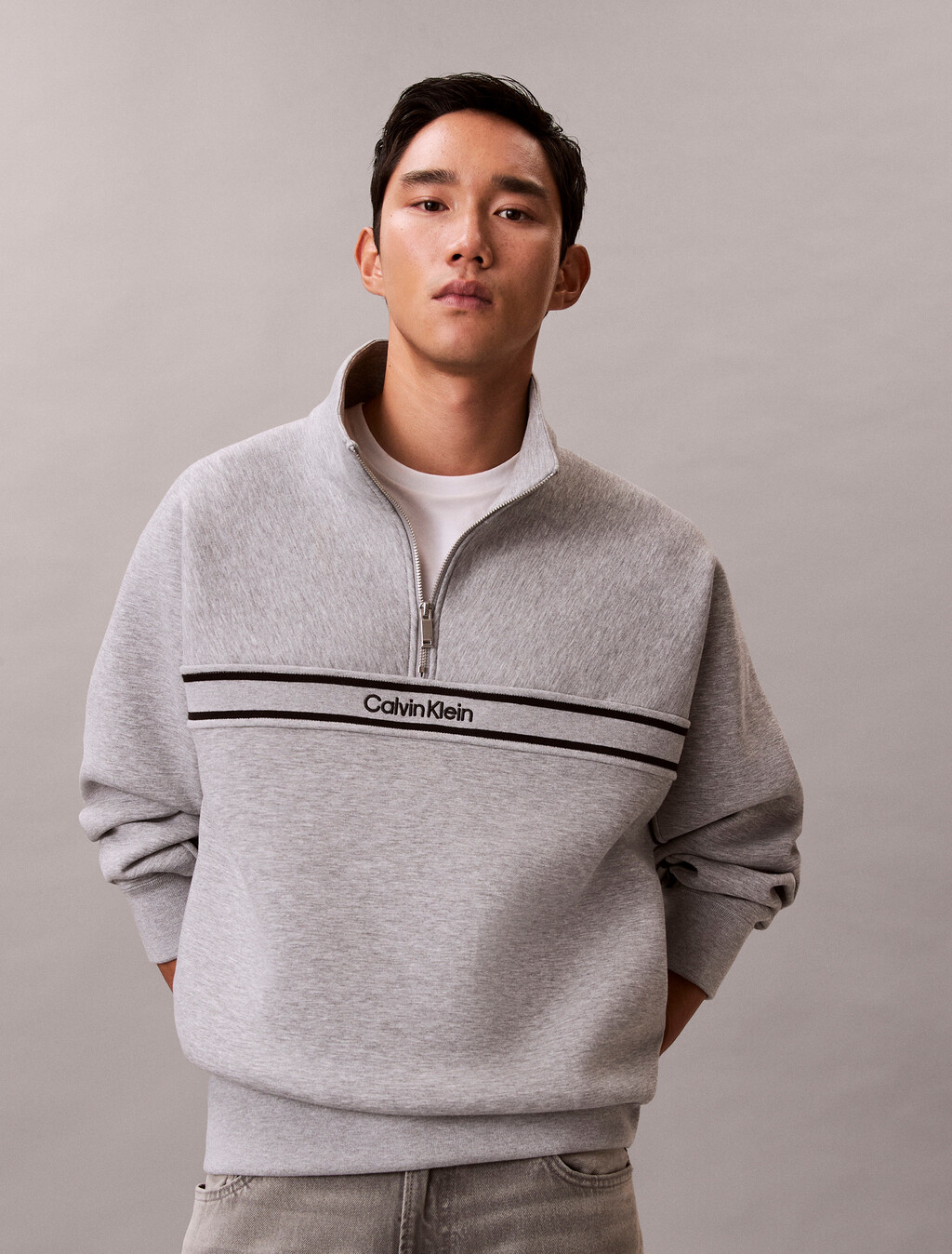 Spacer Relaxed Quarter Zip Sweatshirt, Heroic Grey Htr, hi-res