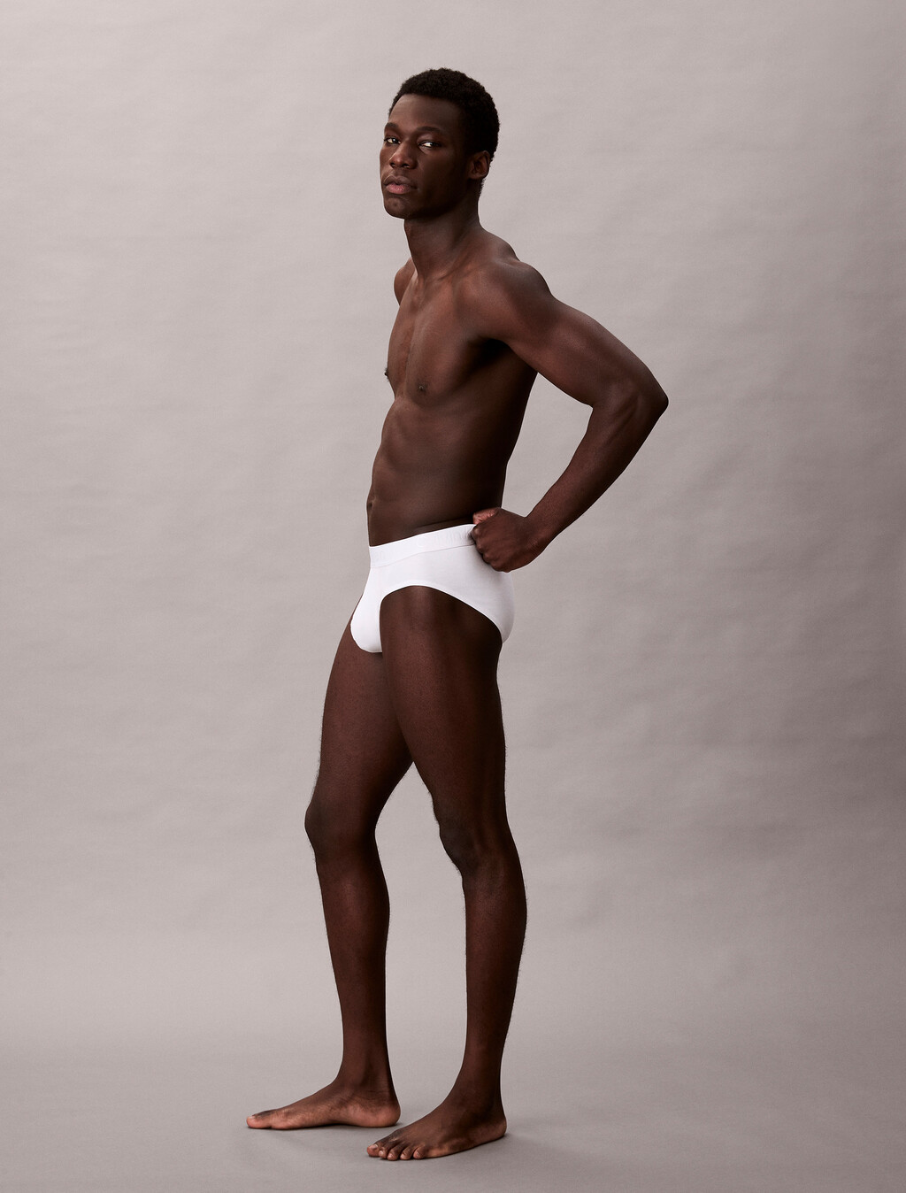 CK Black Cotton Stretch Hip Brief, White, hi-res