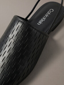 Leather Slingback Mules, Triple Black, hi-res