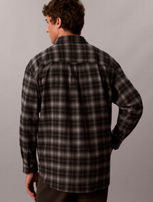 Oversized Plaid Shirt, Black, hi-res