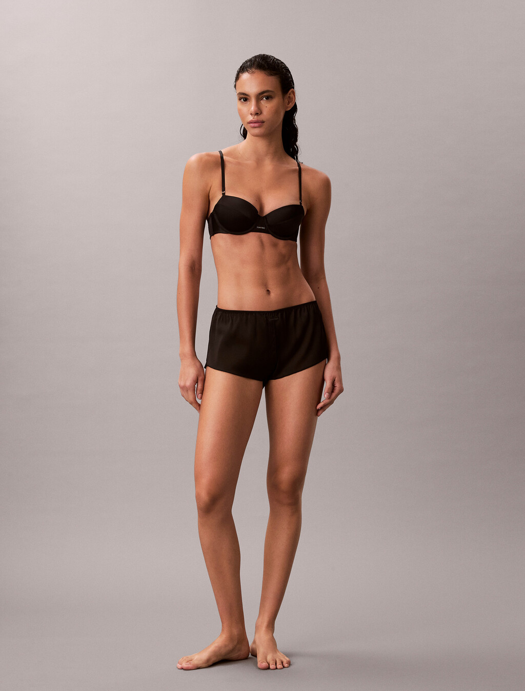 Signature Satin Lightly Lined Demi Bra, Black, hi-res