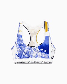 Modern Cotton Unlined Bralette, Hero Graphic Floral+White, hi-res