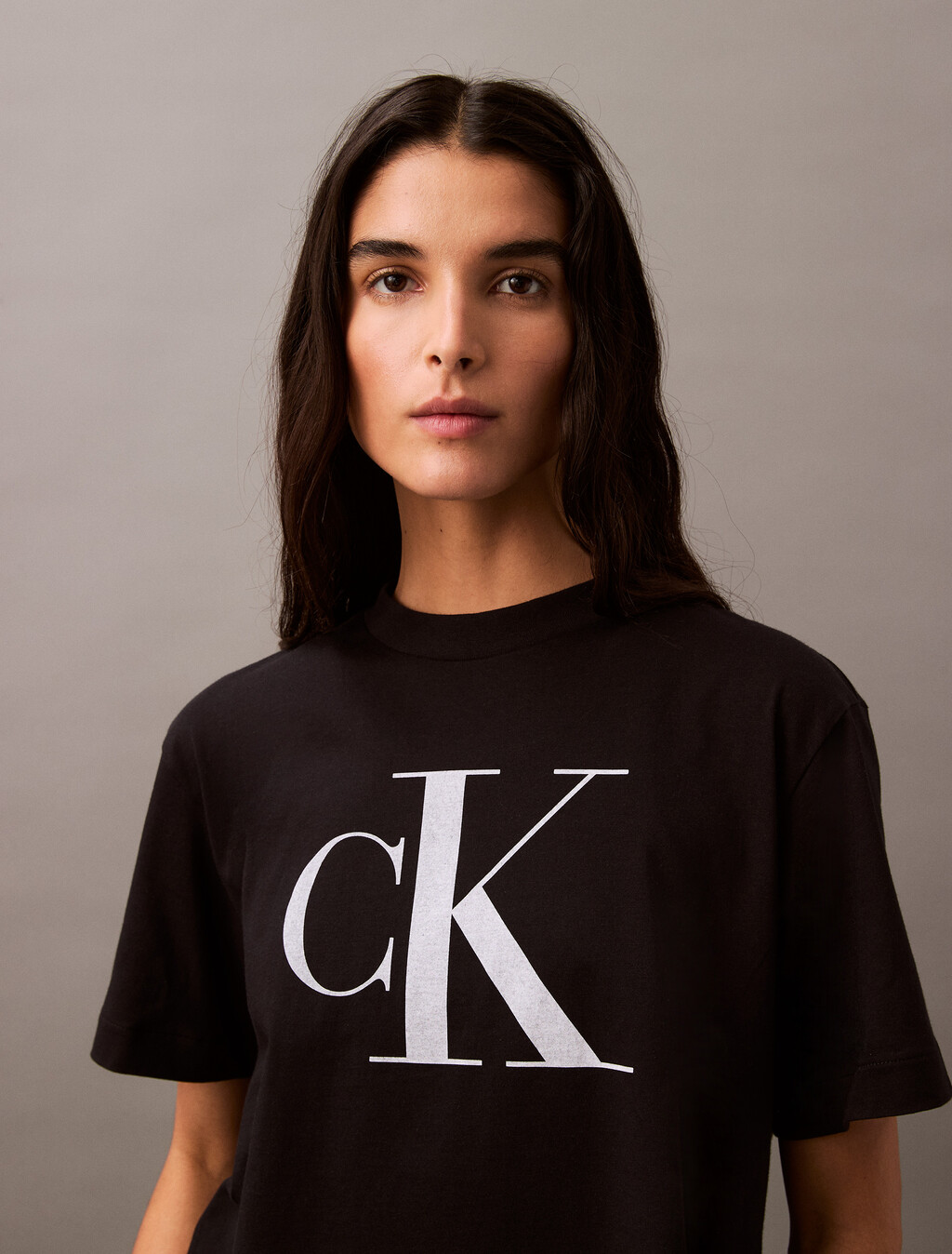 CK Logo Boxy Tee, Black Beauty, hi-res