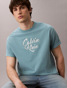 Script Logo Graphic Relaxed T-Shirt, Smoke Blue, hi-res