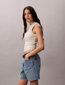 Slim Waffle Racerback Top, Vanilla Heather, hi-res