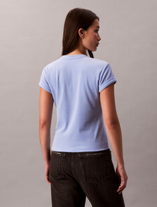 Velour Embossed Logo Graphic Slim T-Shirt, Hydrangea, hi-res