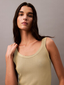 Viscose Rib Knit Tank Top, Turtledove, hi-res
