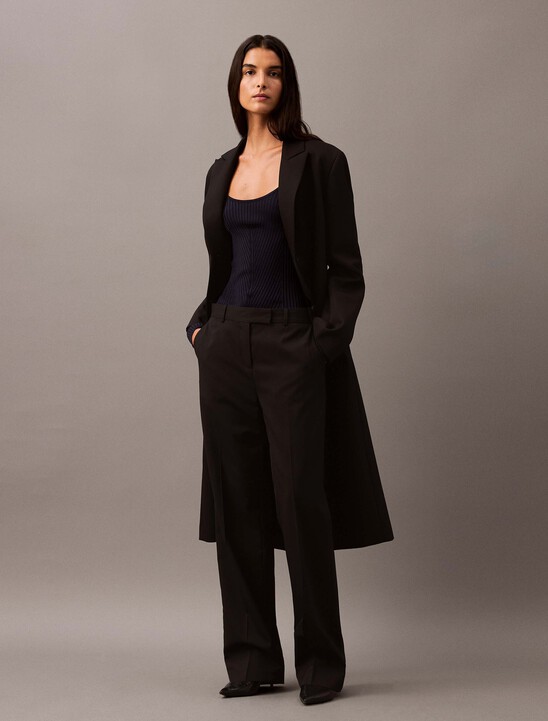 Low Rise Wool Gabardine Blend Trouser