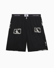 CALVIN KLEIN 1996 ORGANIC COTTON PYJAMA SHORTS, STENCIL LOGO PRINT WOVENS_BLACK, hi-res