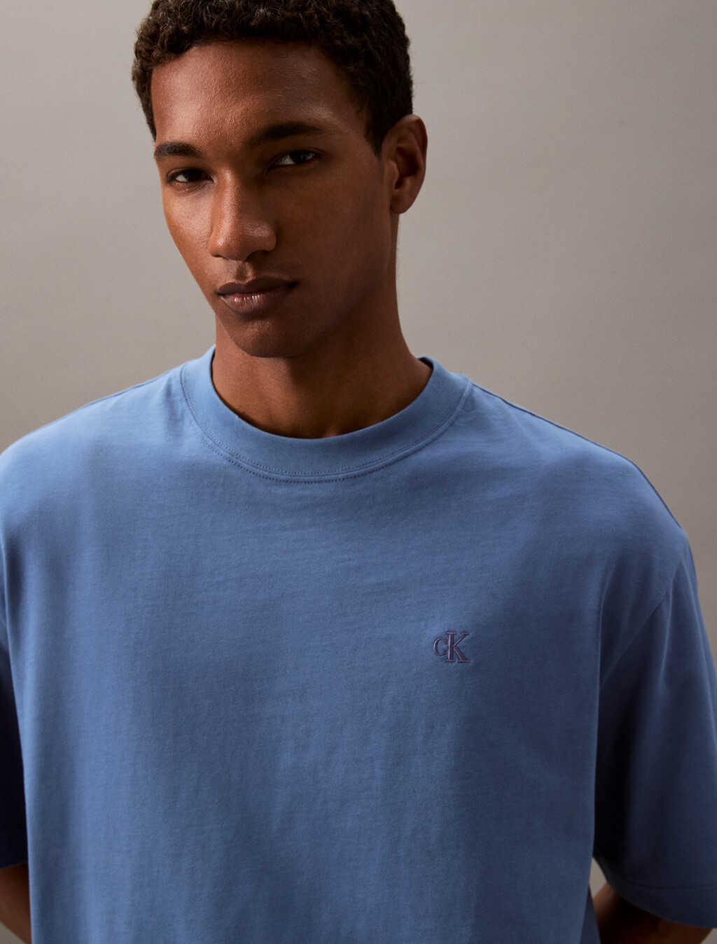 Calvin Logo Crew Neck Tee, Blue Horizon, hi-res