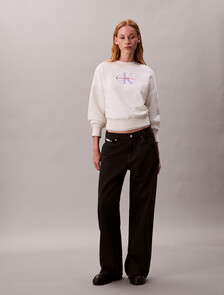 Monogram Relaxed Long Sleeve Sweatshirt, Tofu, hi-res