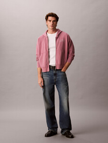 Garment-Dyed Boxy Zip-Up Hoodie, Dusky Orchid, hi-res