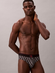 Graphic Monogram Microfiber Stretch Hip Brief, STEPPING LOGO BLACK, hi-res