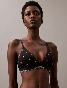 Icon Cotton Lightly Lined Triangle Bralette, DIAMOND LOGO+BLACK, hi-res