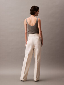 Relaxed Linen Pleated Trousers, Tofu, hi-res