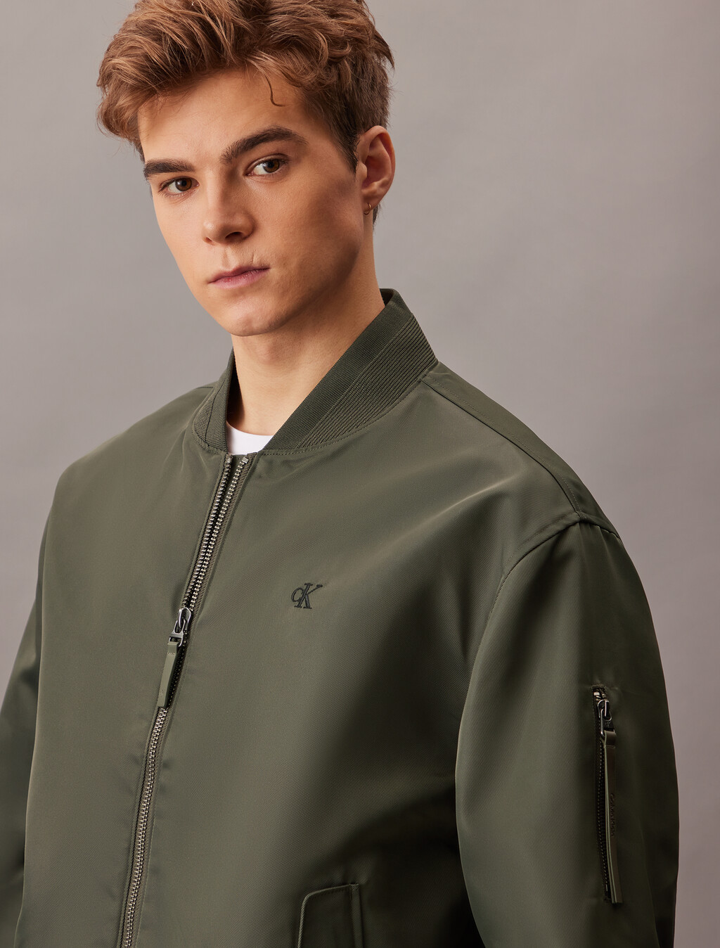 Nylon Bomber Jacket, Beluga, hi-res