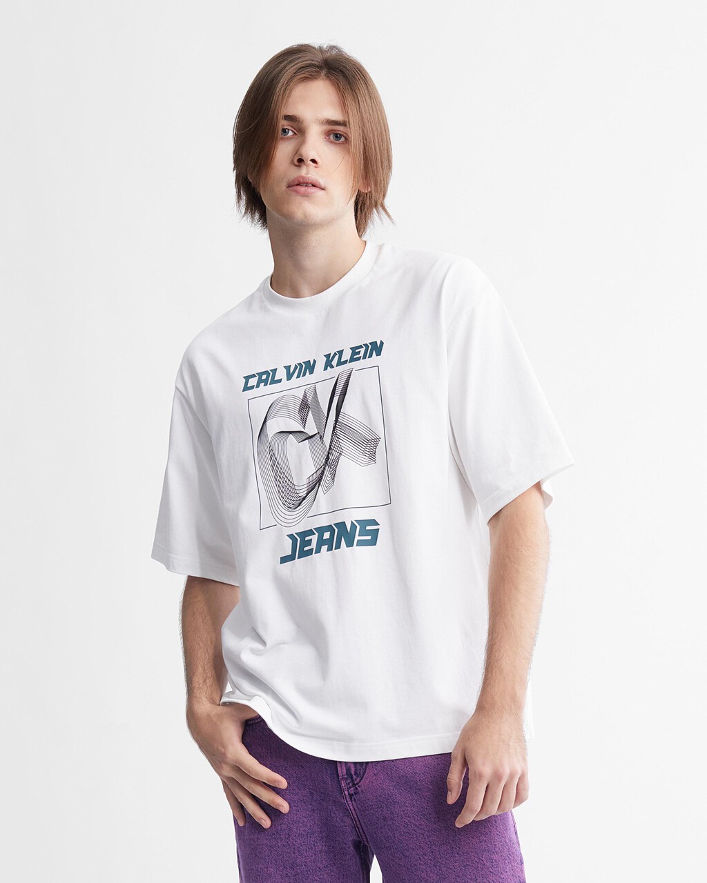 3D Future Fade Logo Organic Cotton Tee, Bright White, hi-res