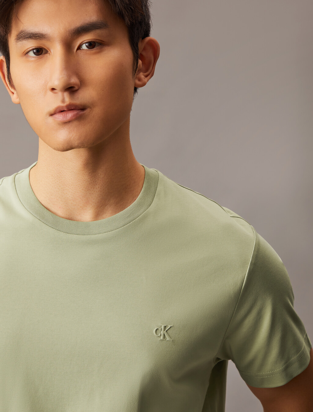 Embossed Monogram Slim Tee, Tea, hi-res
