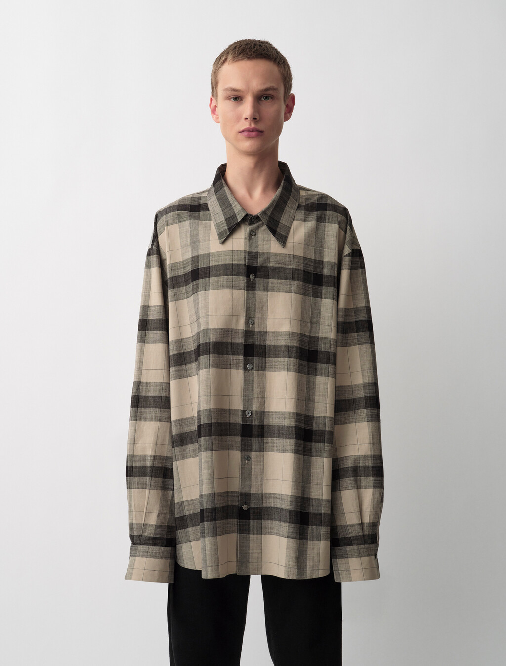 Blakely Plaid Button-Down Shirt, Black, hi-res