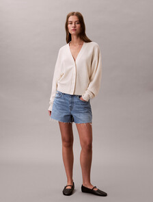 CK Emblem Knit Cardigan, Ivory, hi-res
