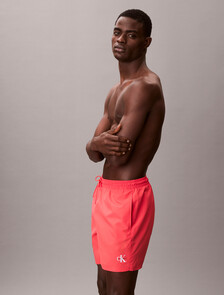 Medium Drawstring Swim Shorts - CK Monogram, Punch Pink, hi-res
