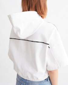 Logo Tape Cropped Hoodie, Bright White, hi-res