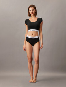 Icon Cotton T-Shirt Bralette, Black, hi-res