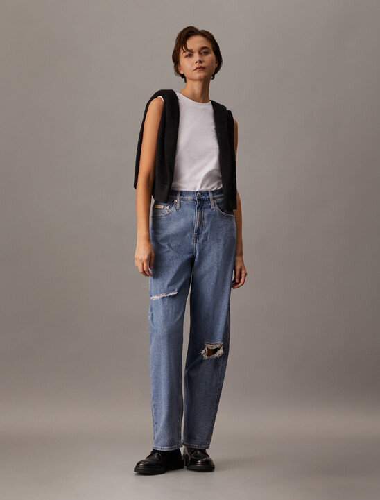 Sustainable Distressed High Rise Loose Jeans