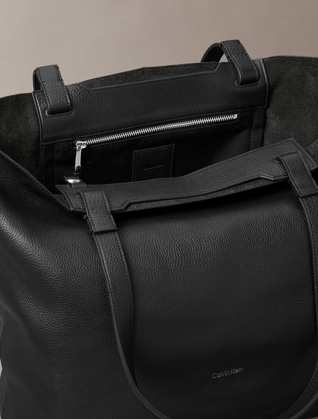 Leather Document Tote Bag, Black, hi-res