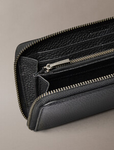 Foil Embossed Monogram Zip Around Wallet, Black, hi-res