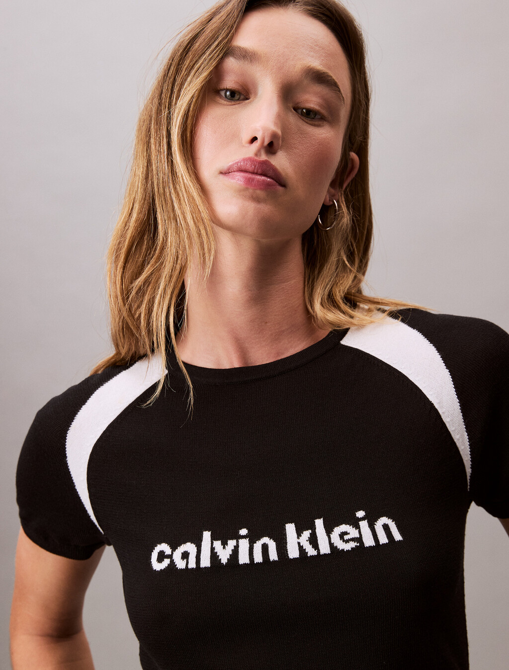 Contrast Logo Graphic Slim T-Shirt, Black, hi-res