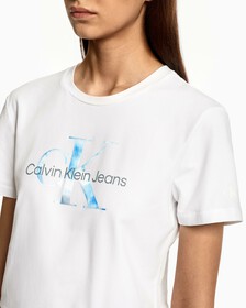 AQUA MONOGRAM PRINT TEE, Bright White, hi-res
