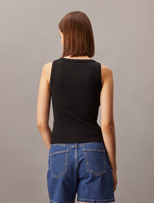 Body Stretch Rib Knit Tank Top, Ck Black, hi-res