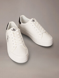 Vulcanized Flatform Lace Up Trainer, Bright White, hi-res