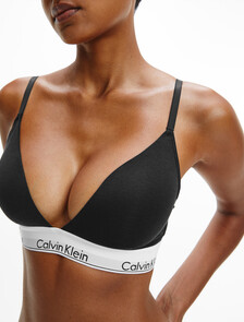 Icon Cotton Lightly Lined Triangle Bra, BLACK, hi-res