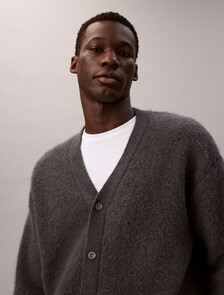 Brushed Alpaca Blend Cardigan Jumper, Harlem Night Blue, hi-res