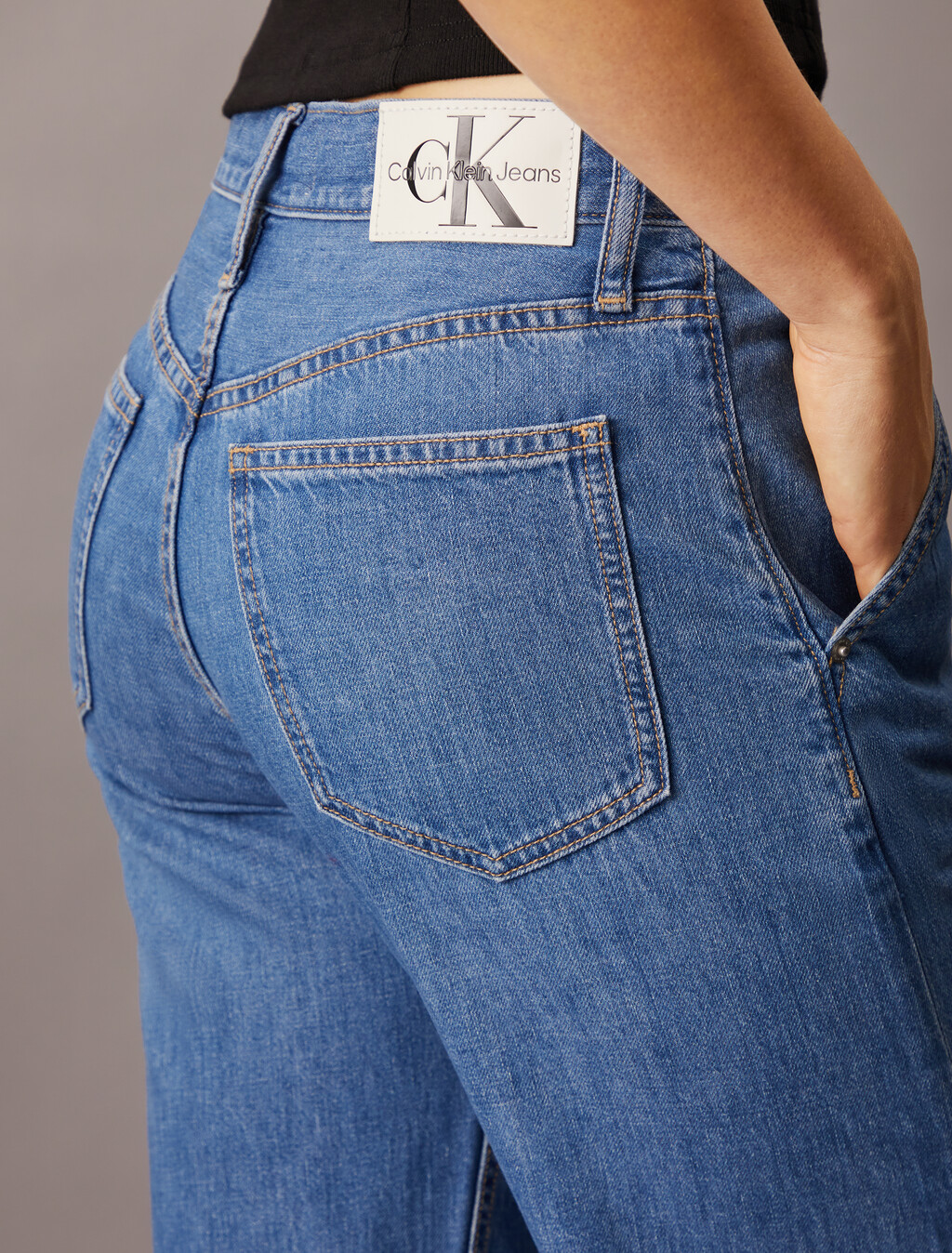 Linen High Rise Wide Leg Jeans, Denim Medium, hi-res
