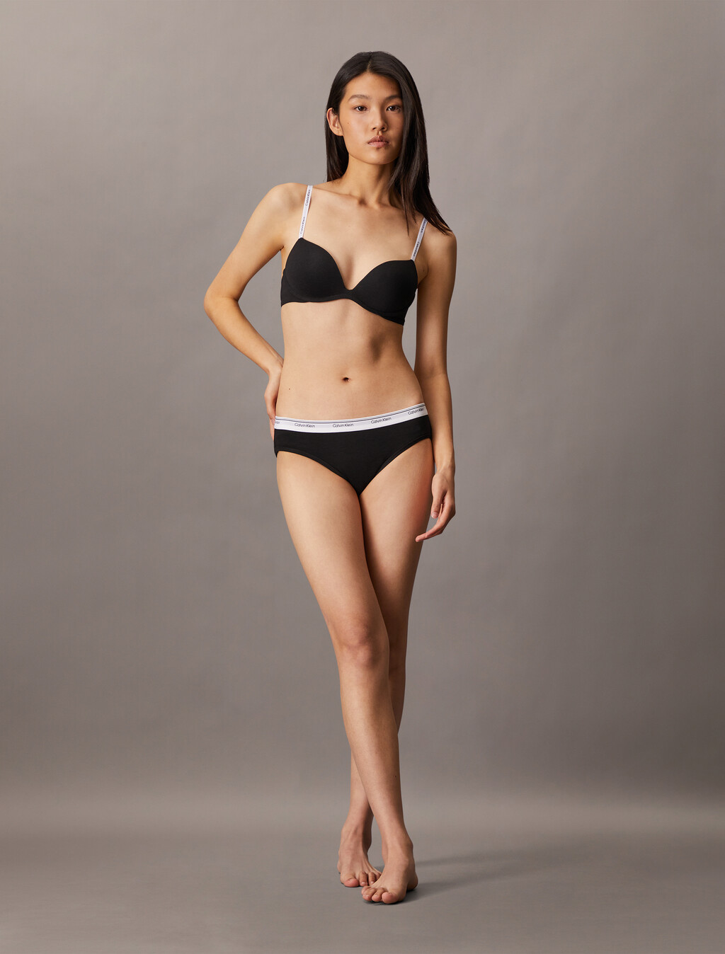 Cotton Modal Wirefree Push Up Plunge Bra, Black, hi-res