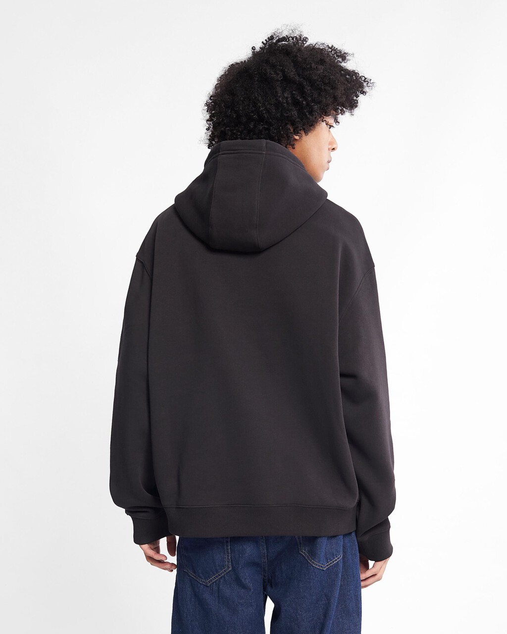 Curved Logo Relaxed Hoodie, CK BLACK, hi-res