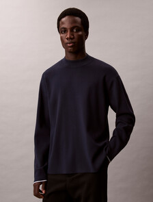 Tech Knit Boxy Mock Neck Jumper, Dark Sapphire, hi-res