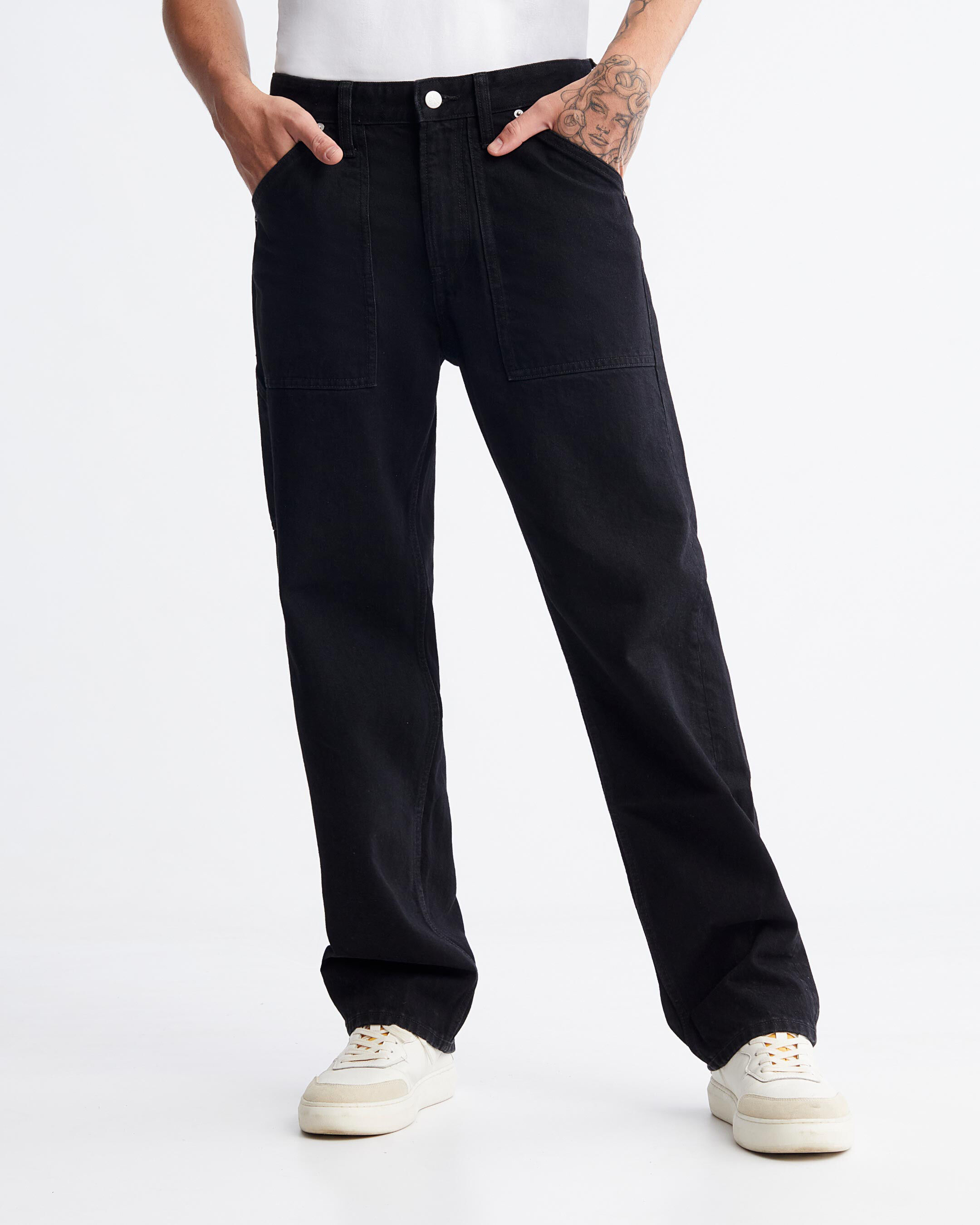 Recycled Cotton 90s Straight Workwear Pants black Calvin Klein
