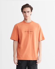 Mineral Dye Relaxed Monologo Tee, Burnt Clay, hi-res