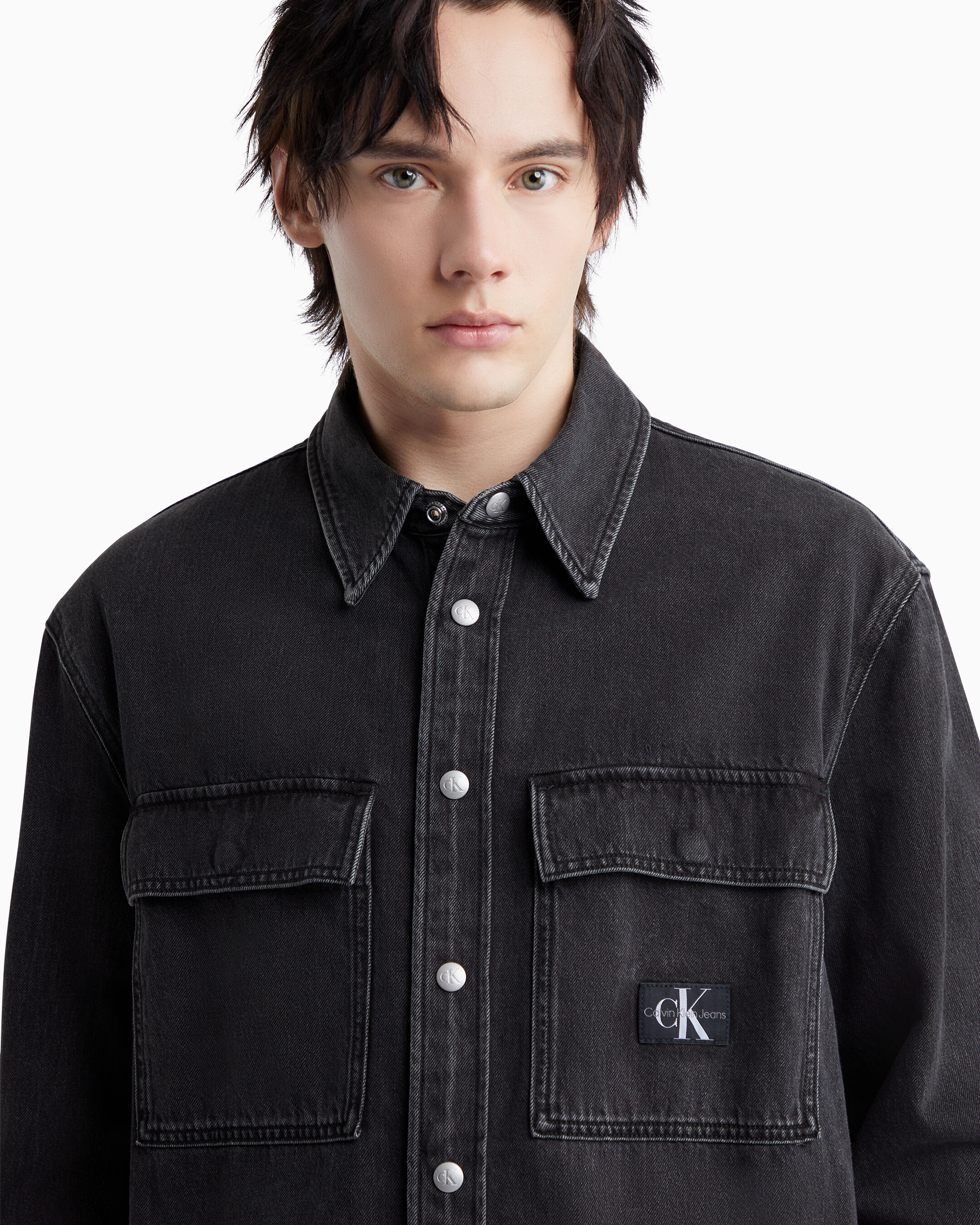 Calvin klein black denim shirt hotsell