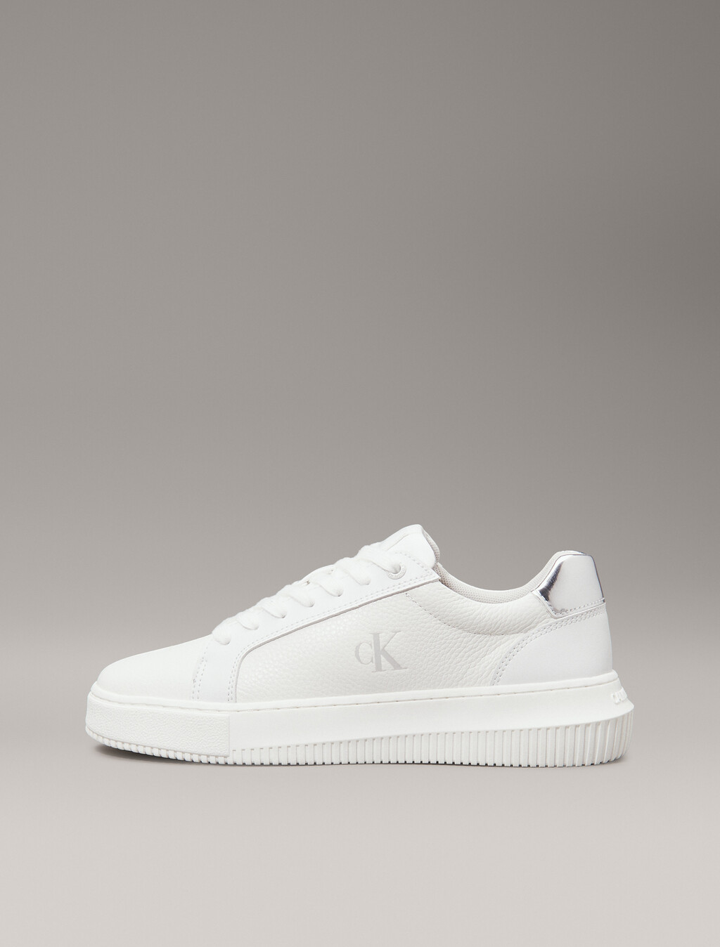 Leather Trainers, Bright White/Silver, hi-res