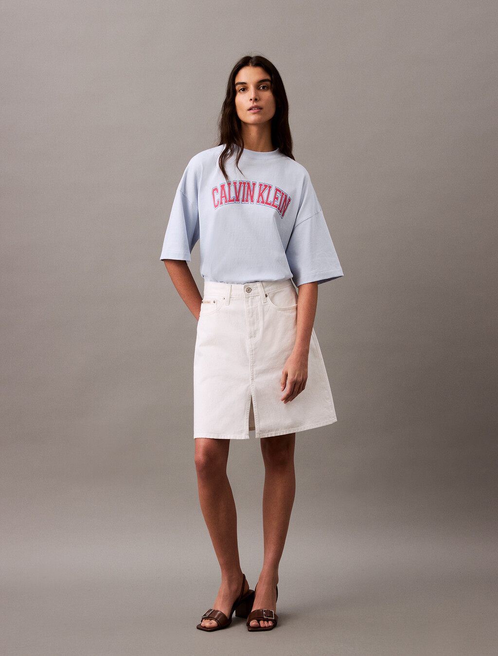 Standard Logo Boxy Varsity Tee, Heather, hi-res