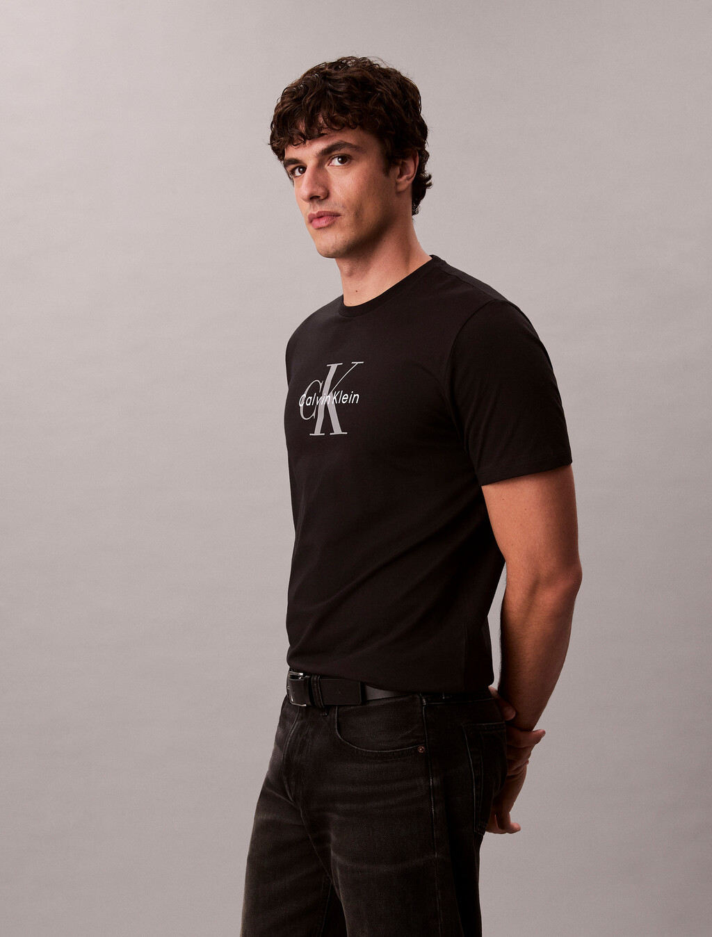Monogram Crewneck Tee, Black, hi-res