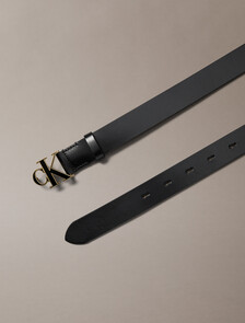 Full-Grain Leather Logo Buckle Belt, BLACK / ANTIQUE LIGHT GOLD, hi-res